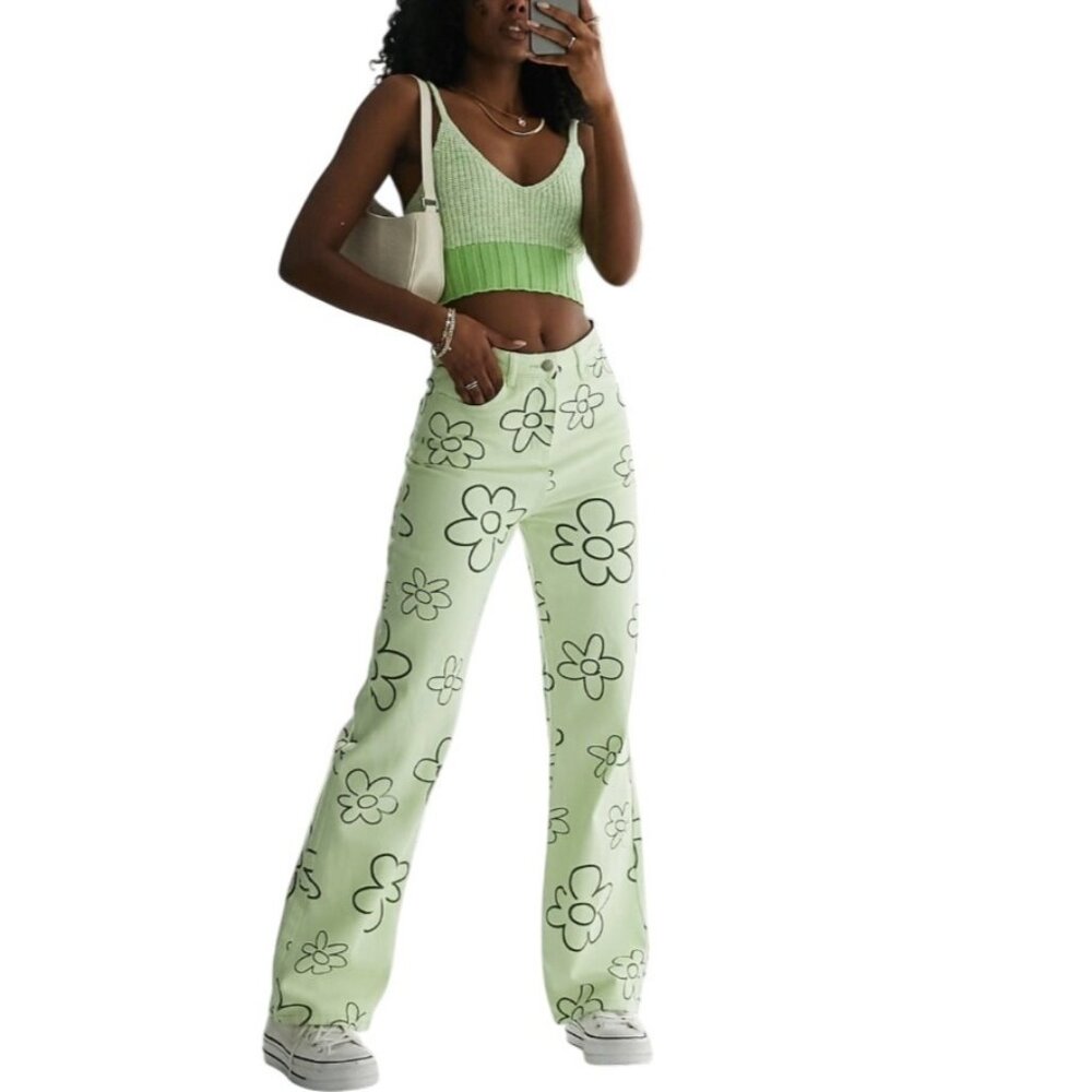 Bailey Rose Y2K‎ Retro Floral Jeans XS High Waisted Flare Hippie Festival 90s